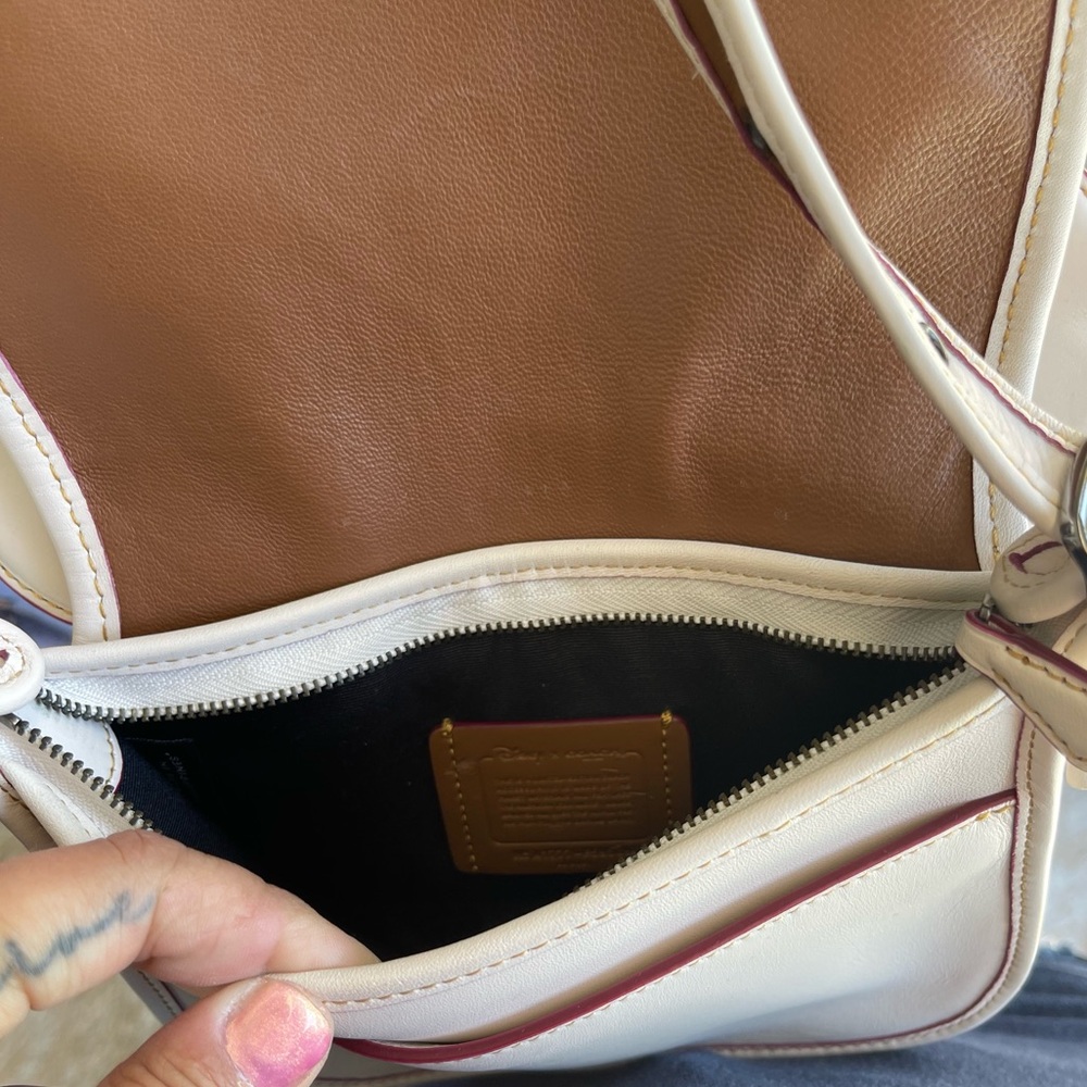 Rare! Coach Disney Patricia Mickey Mouse Ears Chalk Leather Crossbody Bag - Picture 13 of 16